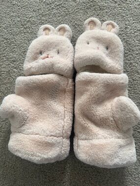 Cozy Cream Bunny Mittens for Women & Kids